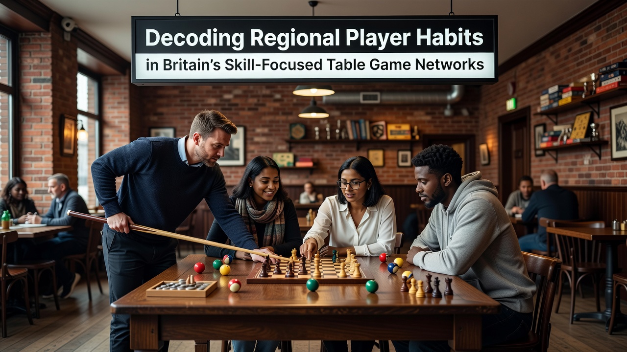 Players engaged in skill-based table games across different British regions showing varied habits and settings