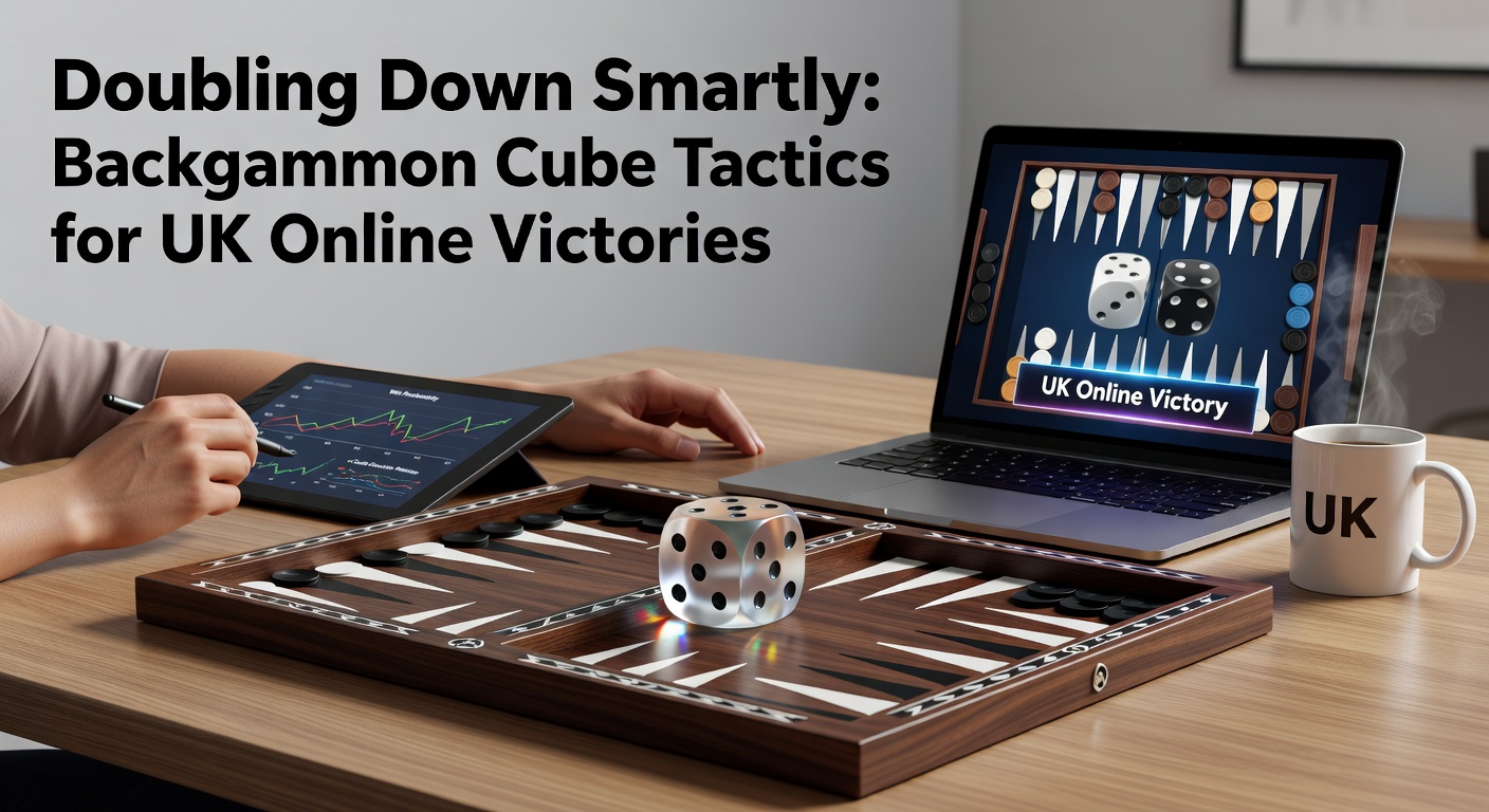 Backgammon board with doubling cube prominently displayed during an intense online match, highlighting tactical decisions