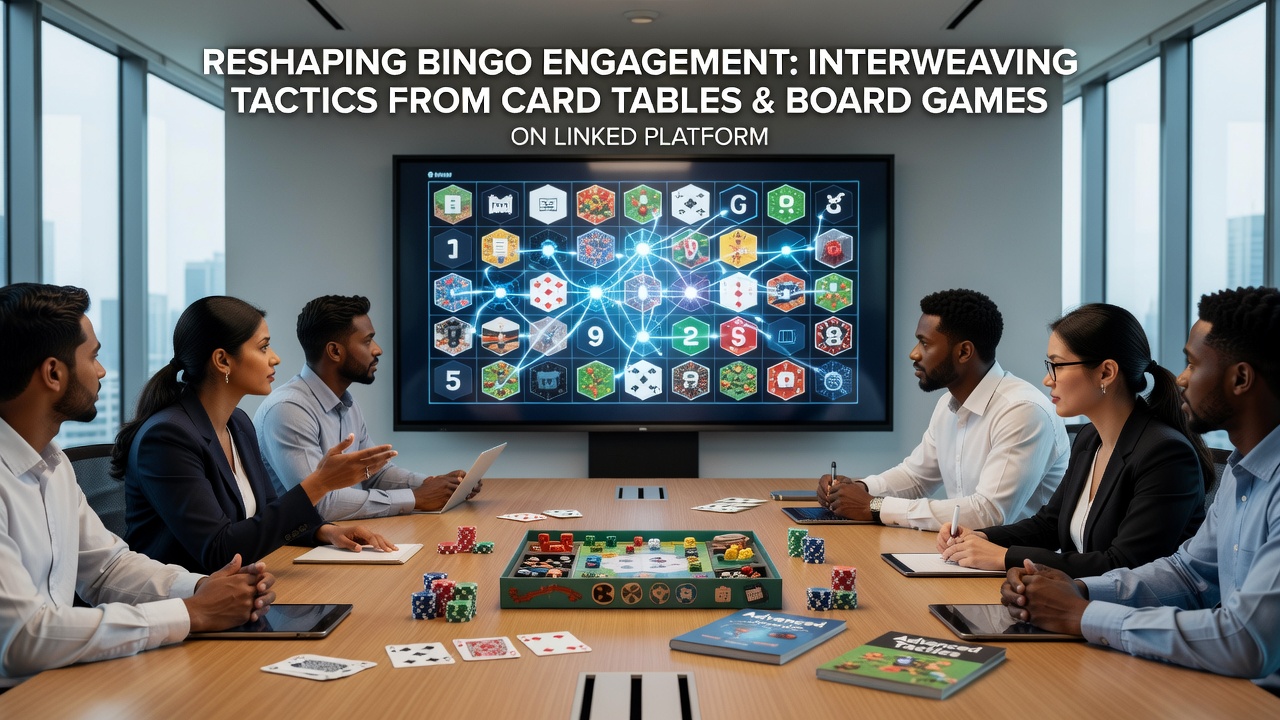 Visual representation of linked gaming platforms showing bingo interfaces merged with card and board game progression elements
