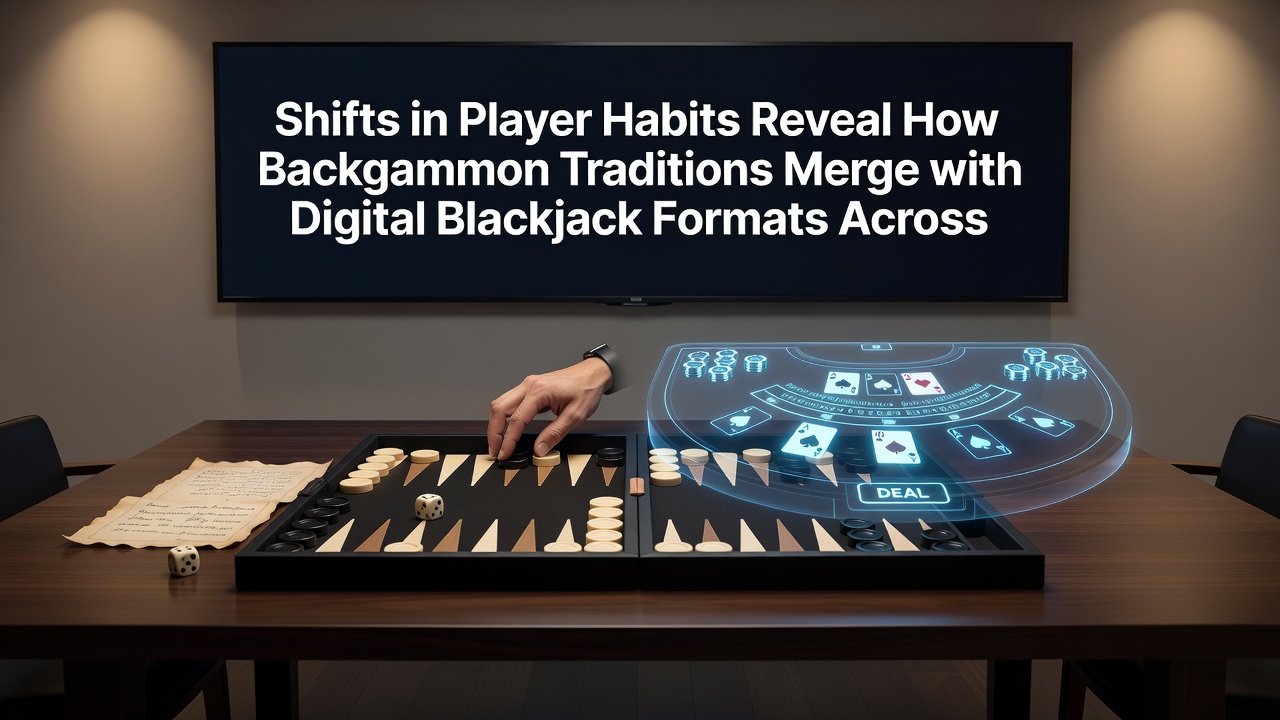Detailed view of a digital blackjack table on a British platform displaying integrated strategic overlays inspired by backgammon doubling mechanics and board positioning