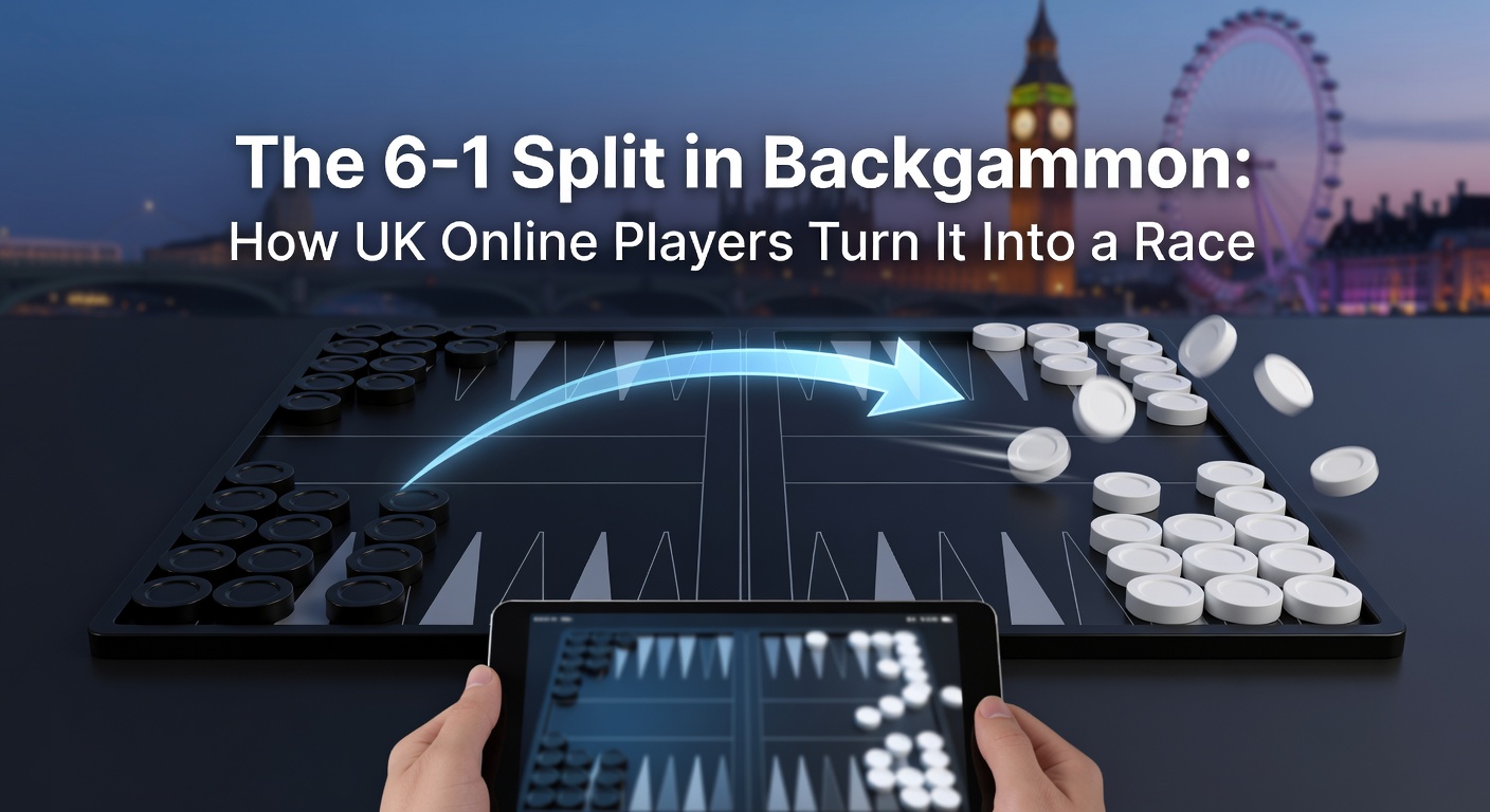Backgammon board showing a 6-1 split position with checkers advanced on the opponent's side