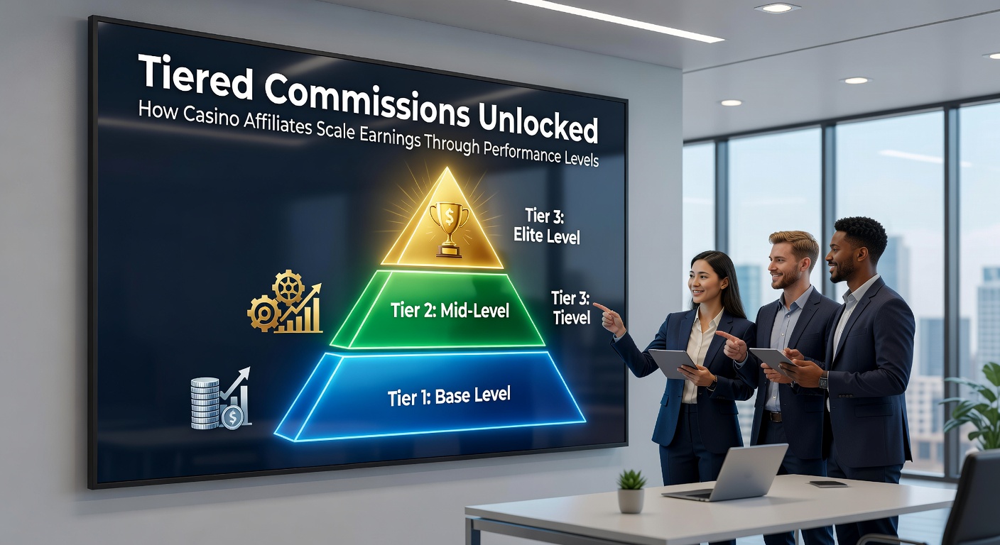 Graph illustrating affiliate earnings growth across tier levels, with upward-curving lines representing revenue share increases